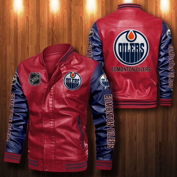 Edmonton Oilers Leather Bomber Jacket LBJ0048 We sell presents, you
