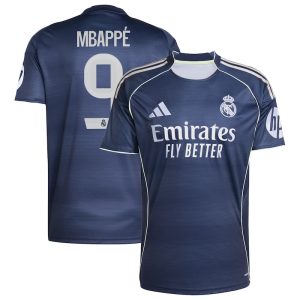 Kylian Mbappe Real Madrid 2025/26 Away Replica Player Jersey - Blue