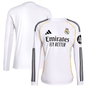 Real Madrid 2025/26 Home Replica Long Sleeve Jersey - White