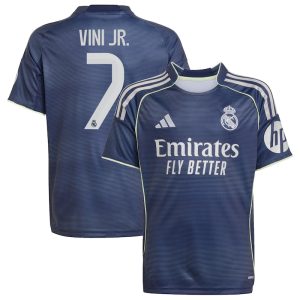 Vini Jr. Real Madrid Youth 2025/26 Away Replica Player Jersey - Blue